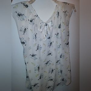 Lauren Conrad Women's Floral Top w Adjustable Tie in Back/Neck Size XS